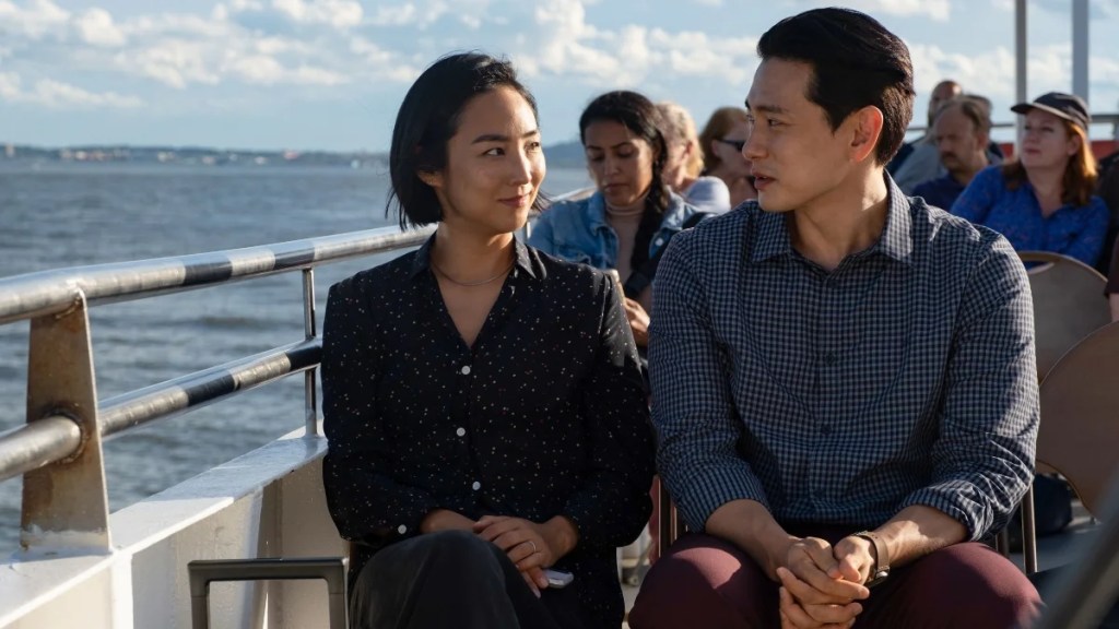 Greta Lee and Teo Yoo in "Past Lives"